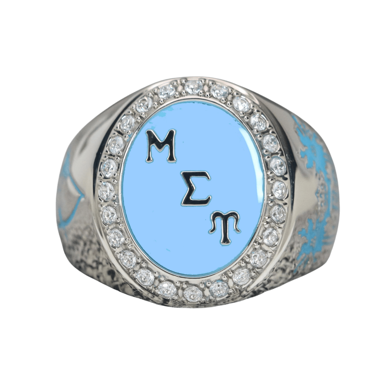 Mu Sigma Upsilon Sorority Ring (ΜΣΥ) - Flower Series, Silver - fratrings