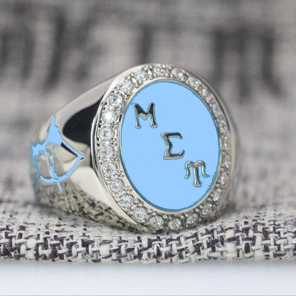 Mu Sigma Upsilon Sorority Ring (ΜΣΥ) - Flower Series, Silver - fratrings