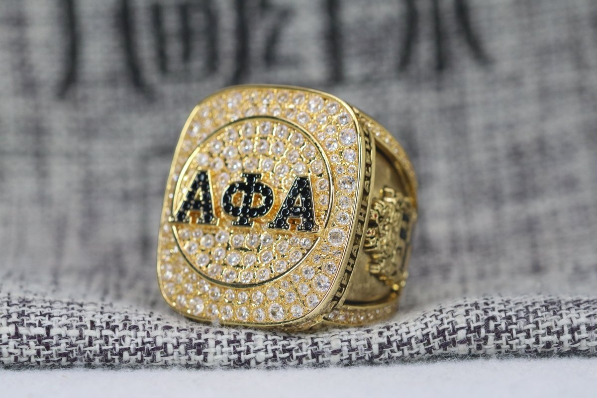 Official Alpha Phi Alpha Ring - Gold & Black Stones - fratrings
