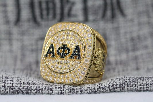 Official Alpha Phi Alpha Ring - Gold & Black Stones - fratrings