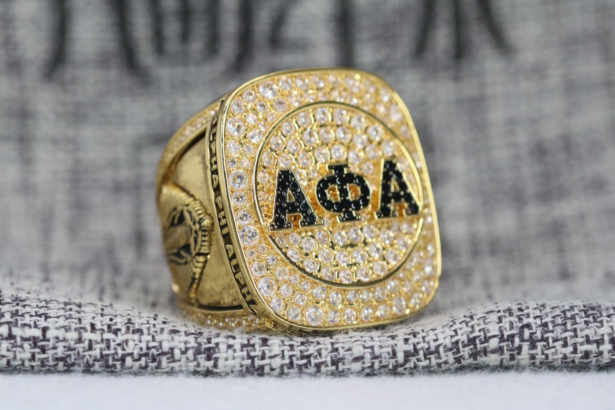 Official Alpha Phi Alpha Ring - Gold & Black Stones - fratrings