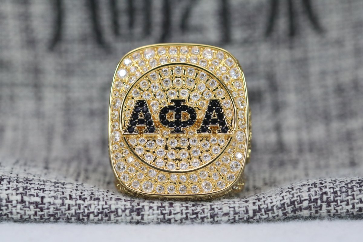 Official Alpha Phi Alpha Ring - Gold & Black Stones - fratrings