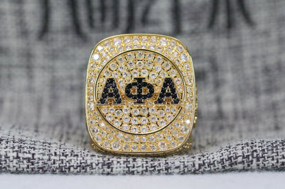 Official Alpha Phi Alpha Ring - Gold & Black Stones - fratrings