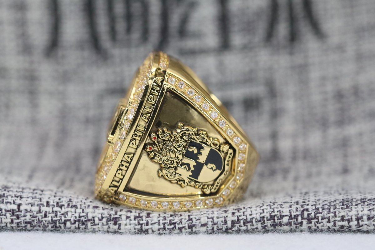 Official Alpha Phi Alpha Ring - Gold & Black Stones - fratrings