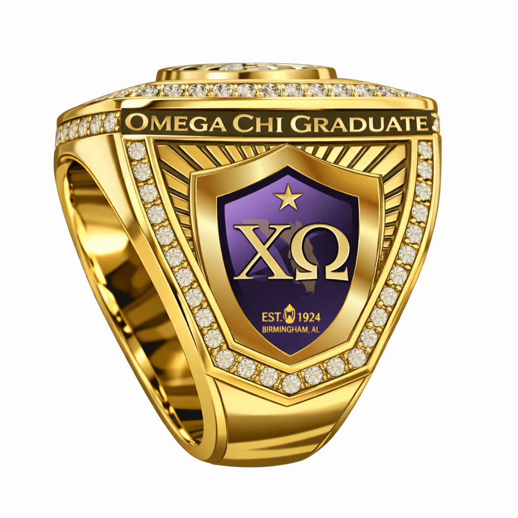 Official Omega Psi Phi Ring, Chi Omega Chapter Special Edition Ring - fratrings