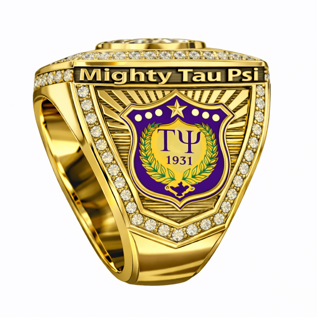 Official Omega Psi Phi Ring, Mighty Tau Psi Chapter Special Edition Ring - fratrings