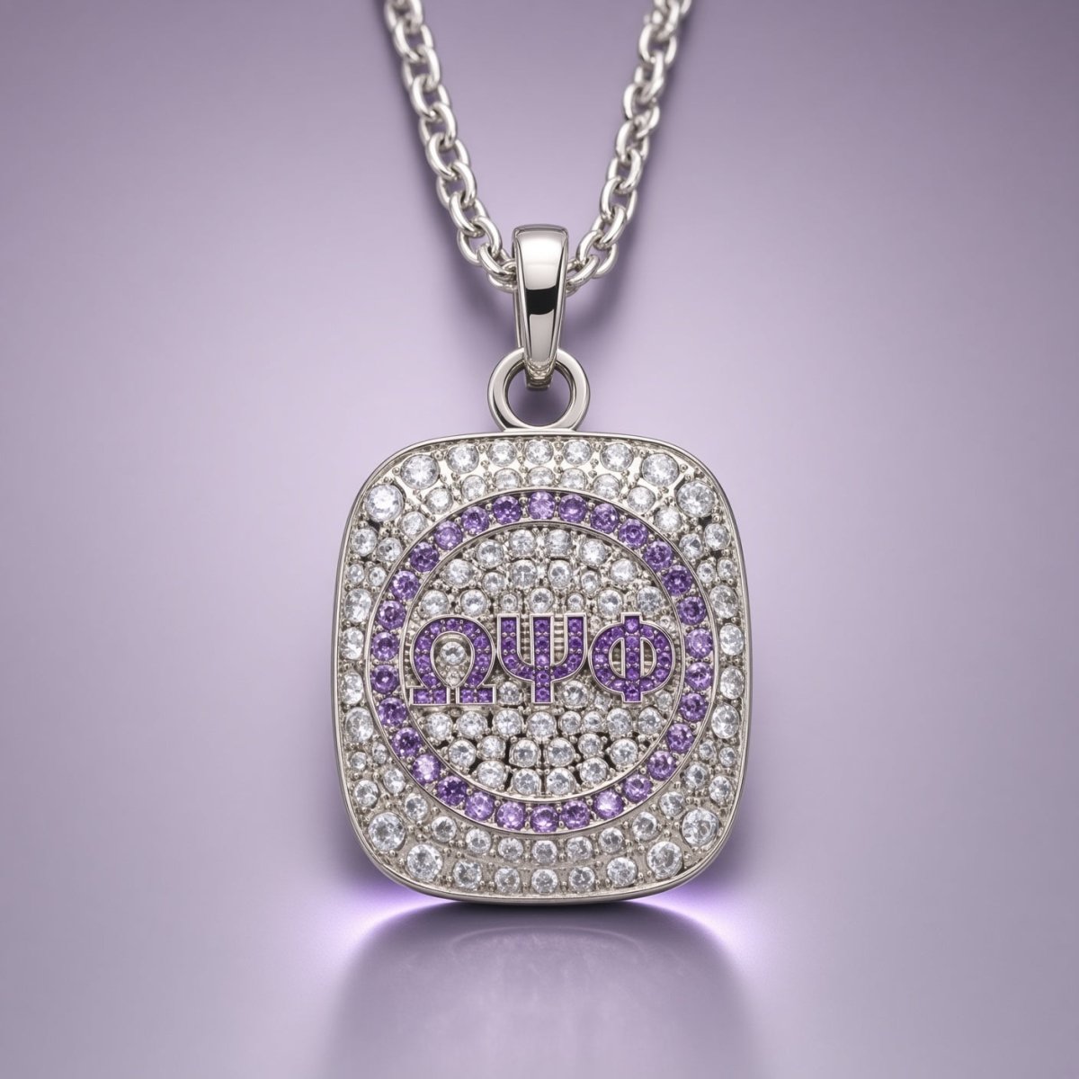 Omega Psi Phi "Big Stepper" Pendant Necklace, Silver Series - fratrings