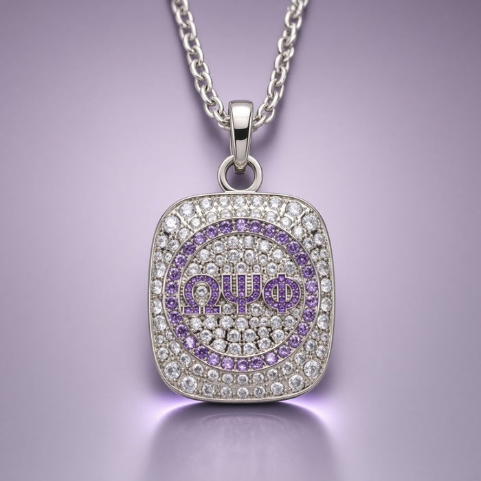Omega Psi Phi "Big Stepper" Pendant Necklace, Silver Series