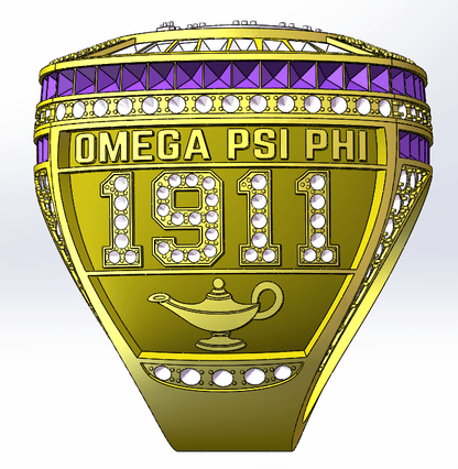 Omega Psi Phi Life Member Ring (ΩΨΦ) – Life Members Finger Trophy Series, Gold - fratrings
