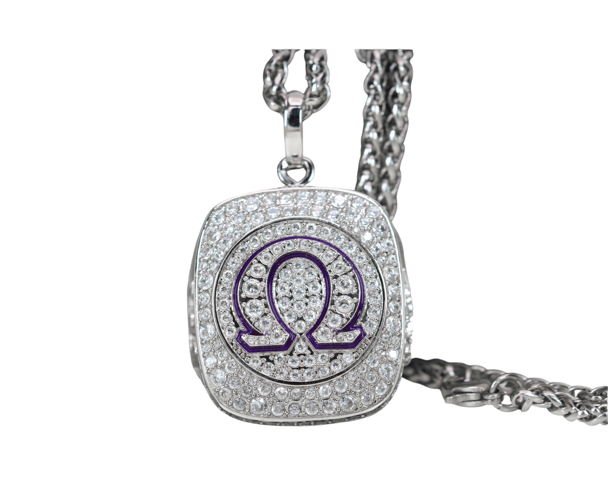 Omega Psi Phi Pendant Necklace (ΩΨΦ) - Shine Series, Silver - fratrings