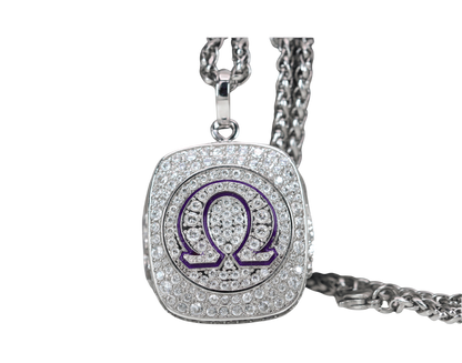 Omega Psi Phi Pendant Necklace (ΩΨΦ) - Shine Series, Silver - fratrings