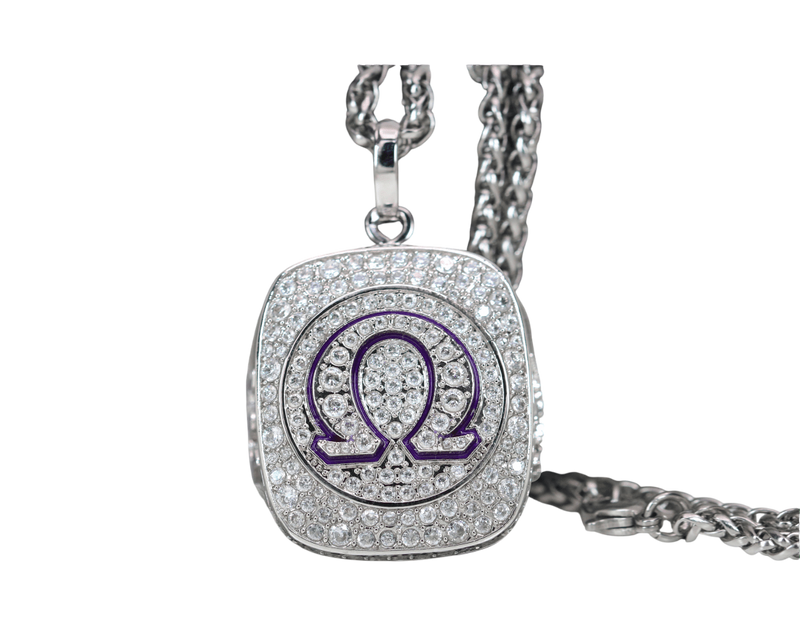 Omega Psi Phi Pendant Necklace (ΩΨΦ) - Shine Series, Silver