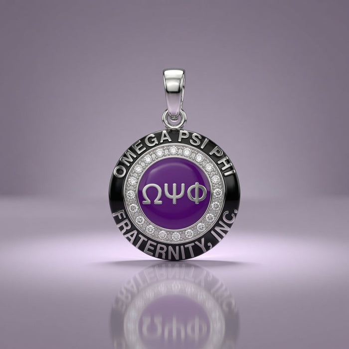 Omega Psi Phi Pendant Necklace, Silver