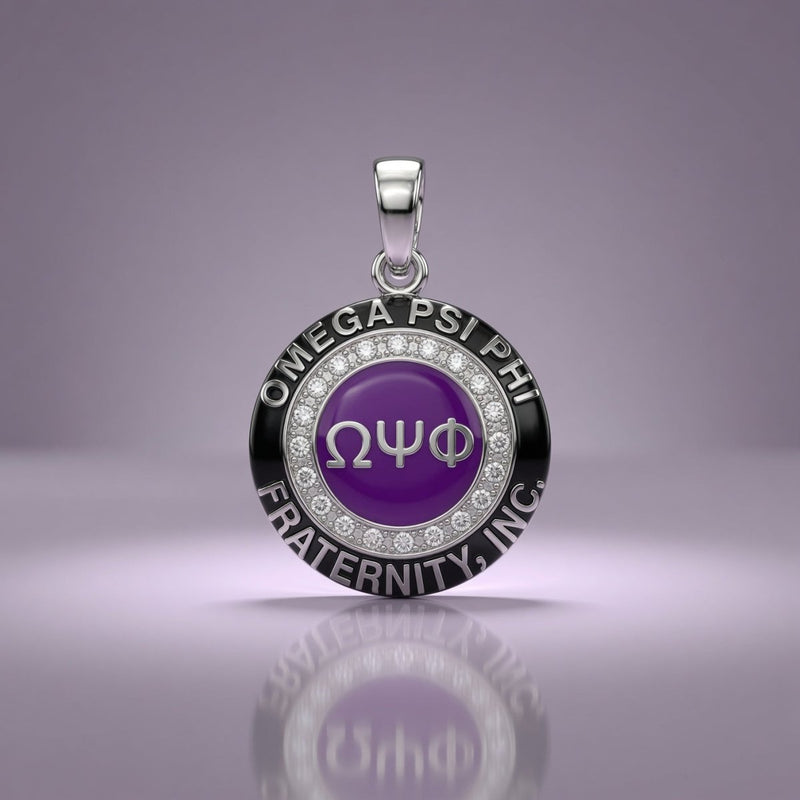 Omega Psi Phi Pendant Necklace, Silver