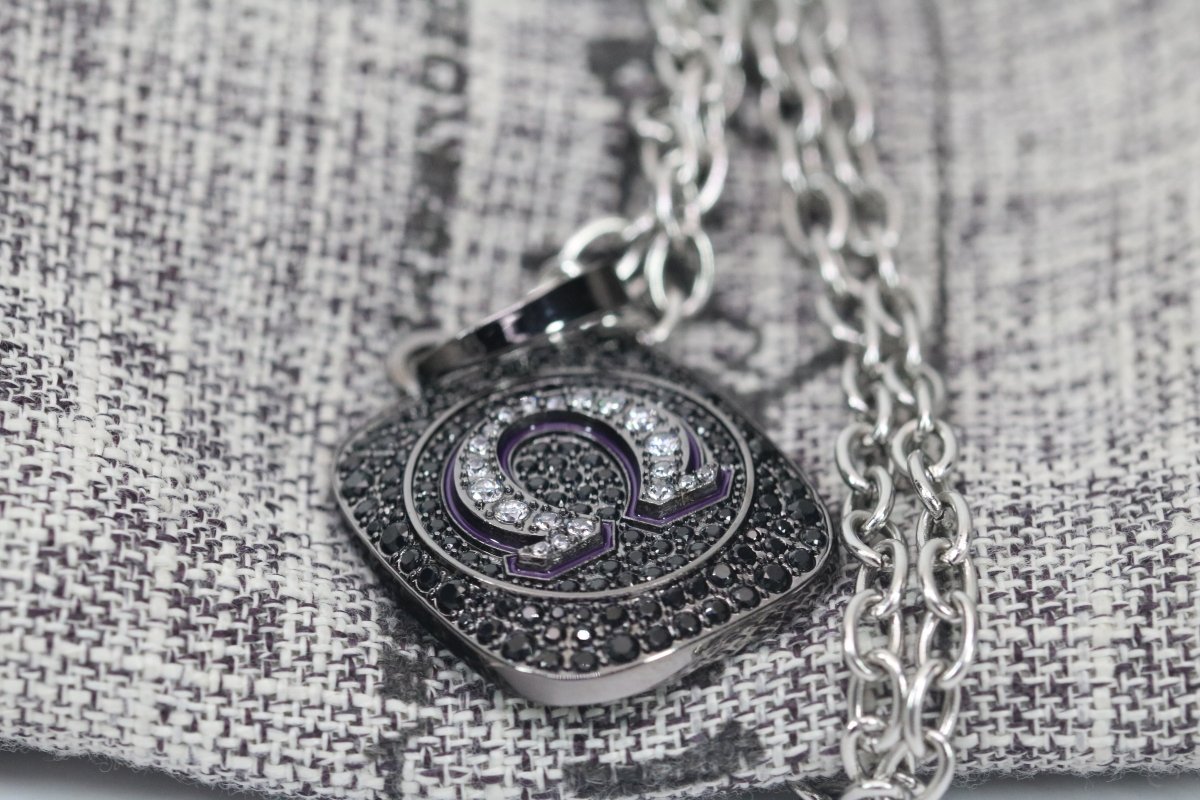 Omega Psi Phi Pendant Necklace (ΩΨΦ) - Shine Series, Black Nickel - fratrings