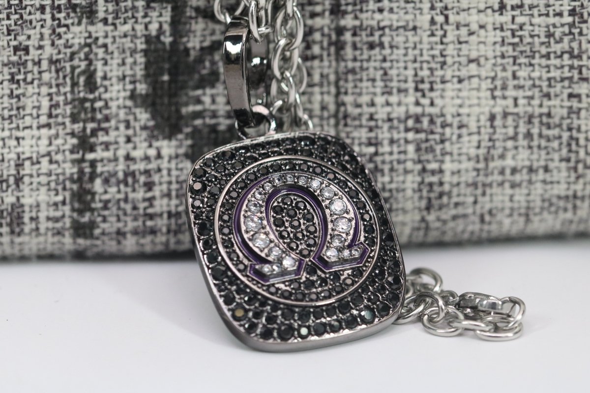Omega Psi Phi Pendant Necklace (ΩΨΦ) - Shine Series, Black Nickel - fratrings