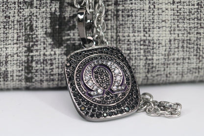 Omega Psi Phi Pendant Necklace (ΩΨΦ) - Shine Series, Black Nickel - fratrings