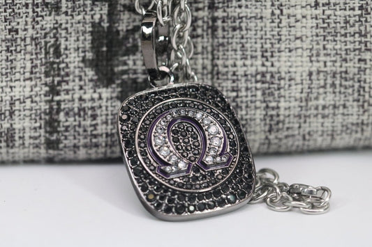 Omega Psi Phi Pendant Necklace (ΩΨΦ) - Shine Series, Black Nickel - fratrings