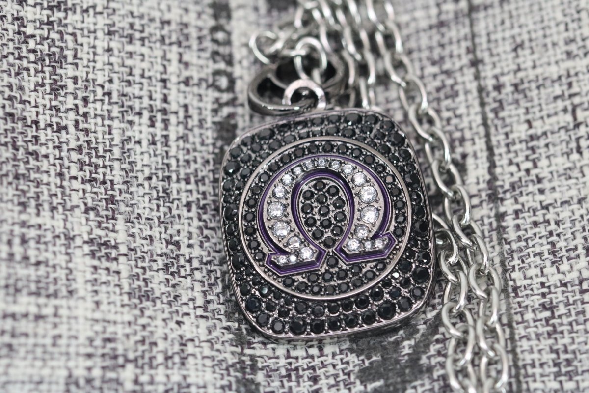 Omega Psi Phi Pendant Necklace (ΩΨΦ) - Shine Series, Black Nickel - fratrings