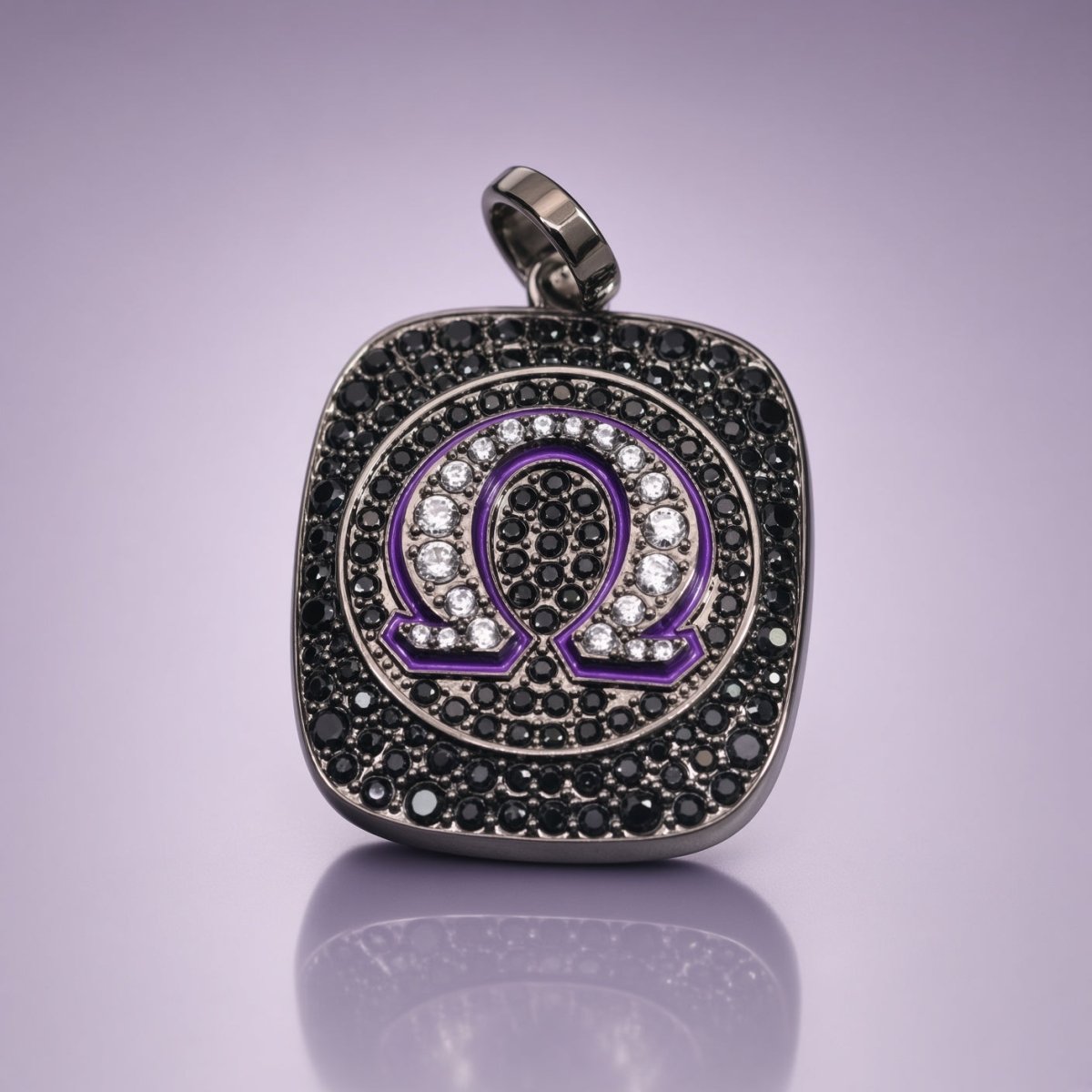 Omega Psi Phi Pendant Necklace - Shine Series, Black Nickel - fratrings