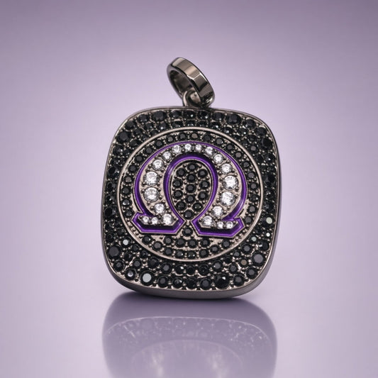 Omega Psi Phi Pendant Necklace - Shine Series, Black Nickel - fratrings