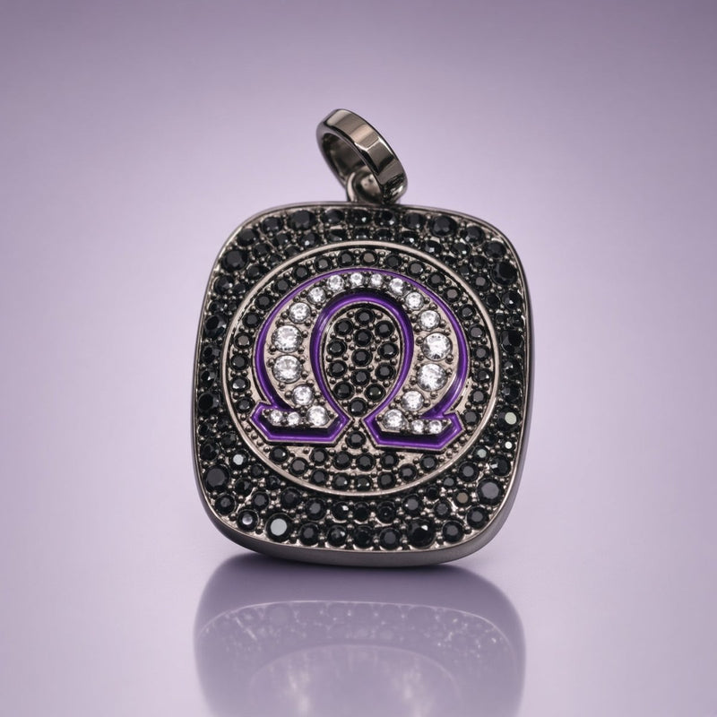 Omega Psi Phi Pendant Necklace - Shine Series, Black Nickel