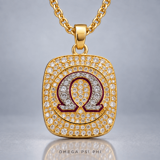 Omega Psi Phi Pendant Necklace - Shine Series, Gold - fratrings