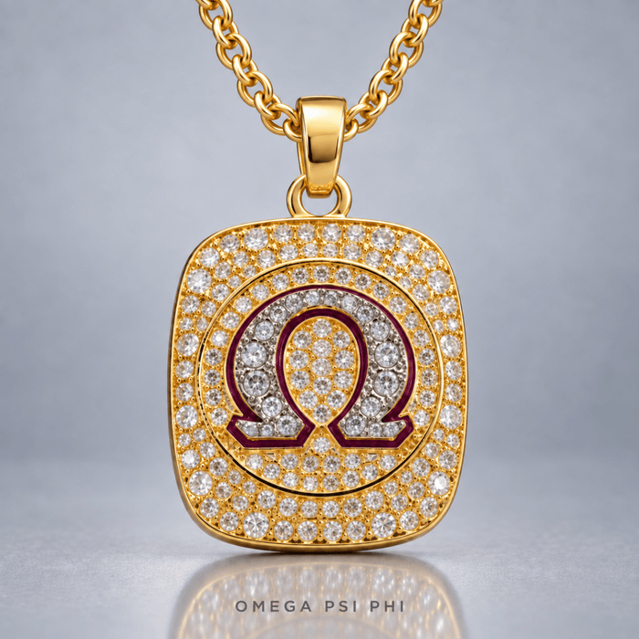 Omega Psi Phi Pendant Necklace - Shine Series, Gold