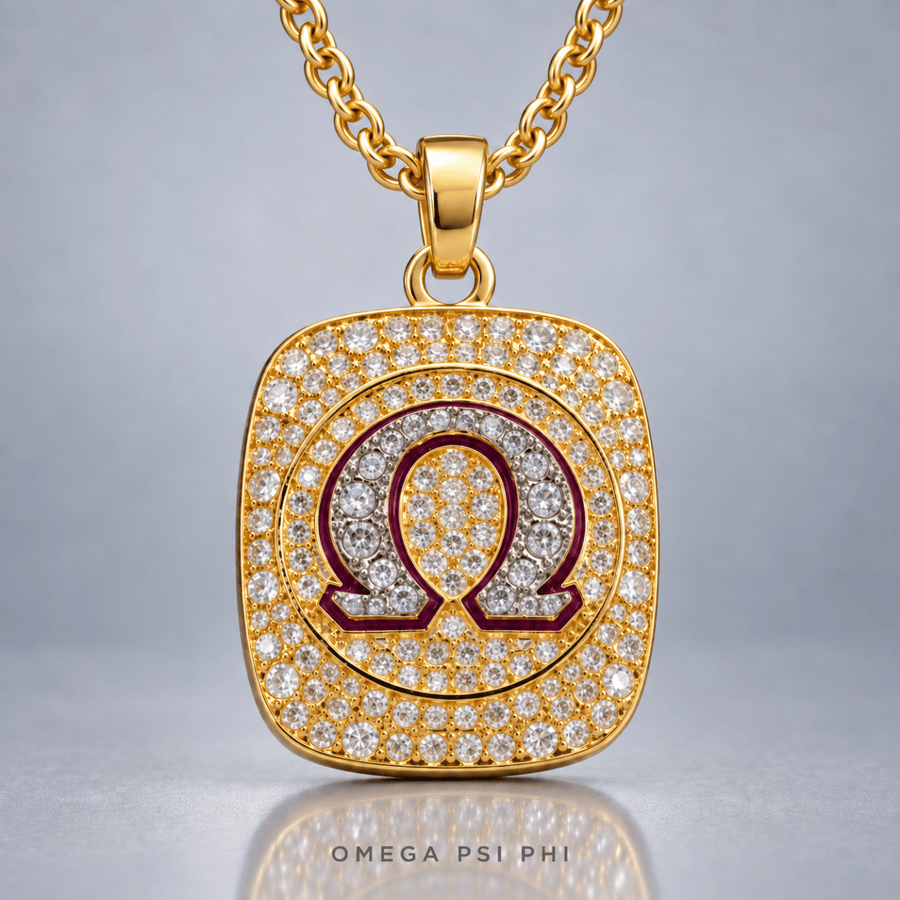 Omega Psi Phi Pendant Necklace - Shine Series, Gold