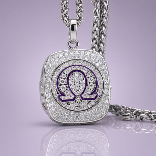 Omega Psi Phi Pendant Necklace - Shine Series, Silver - fratrings