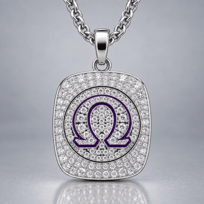Omega Psi Phi Pendant Necklace - Shine Series, Silver - fratrings