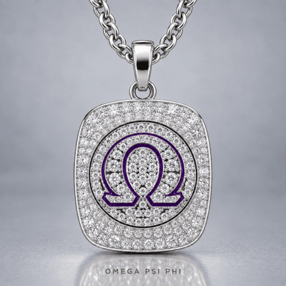 Omega Psi Phi Pendant Necklace - Shine Series, Silver - fratrings