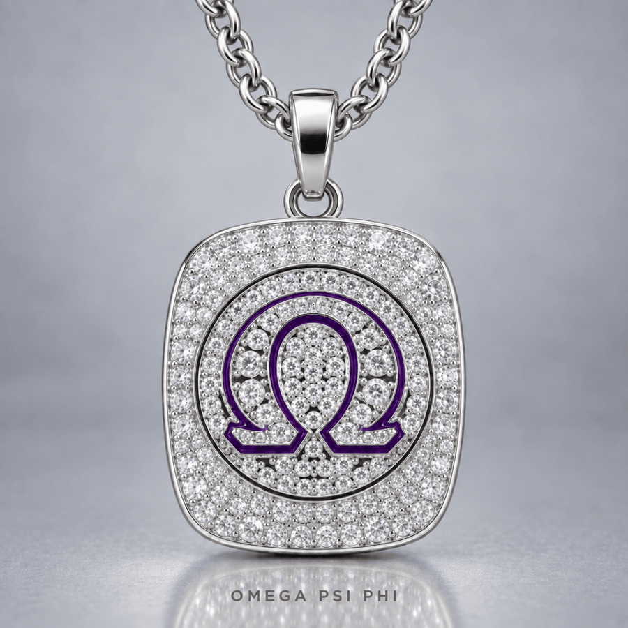 Omega Psi Phi Pendant Necklace - Shine Series, Silver