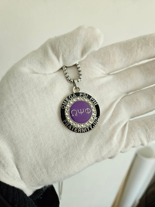 Omega Psi Phi Pendant Necklace (ΩΨΦ) - Active Member Pendant Necklace, Classic Man Series - fratrings