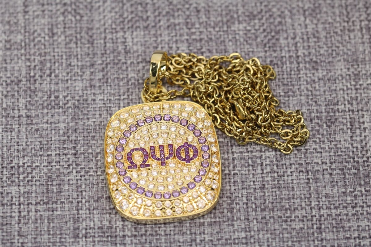 Omega Psi Phi Pendant Necklace (ΩΨΦ) - Big Boy Series, Gold - fratrings