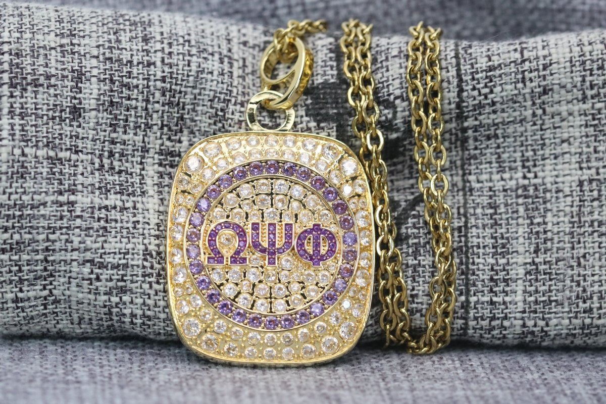 Omega Psi Phi "Big Stepper" Pendant Necklace, Gold Series