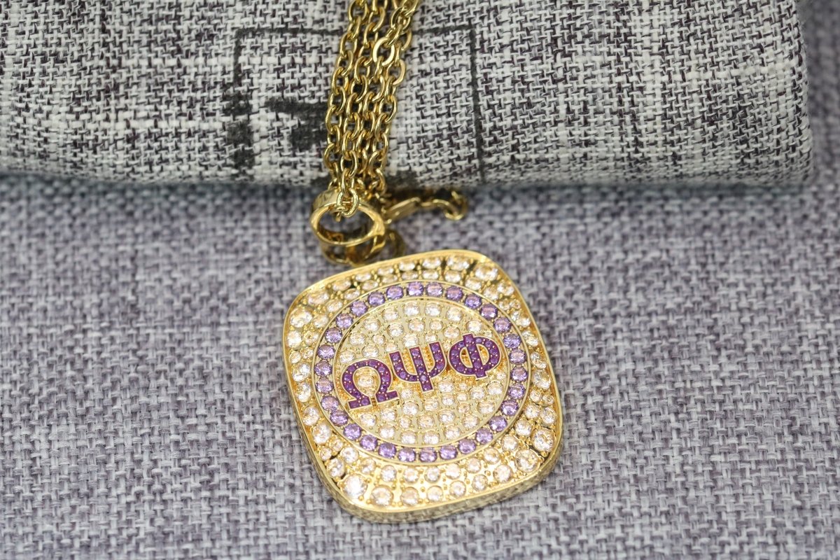 Omega Psi Phi Pendant Necklace (ΩΨΦ) - Big Boy Series, Gold - fratrings