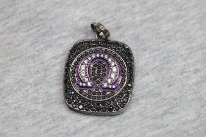 Omega Psi Phi Pendant Necklace (ΩΨΦ) - Shine Series, Black Nickel - fratrings