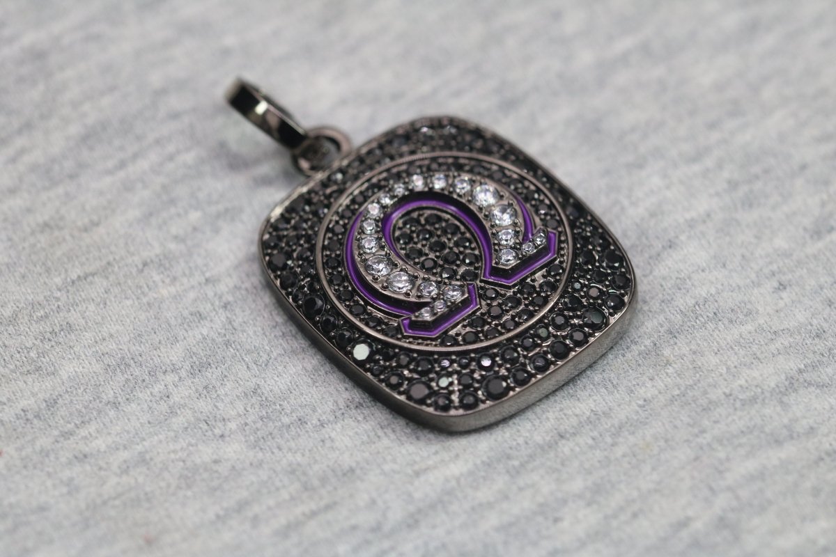 Omega Psi Phi Pendant Necklace (ΩΨΦ) - Shine Series, Black Nickel - fratrings