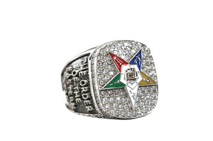 Order Of The Eastern Star Fraternity Ring (OES) - Shine Series, Silver - fratrings