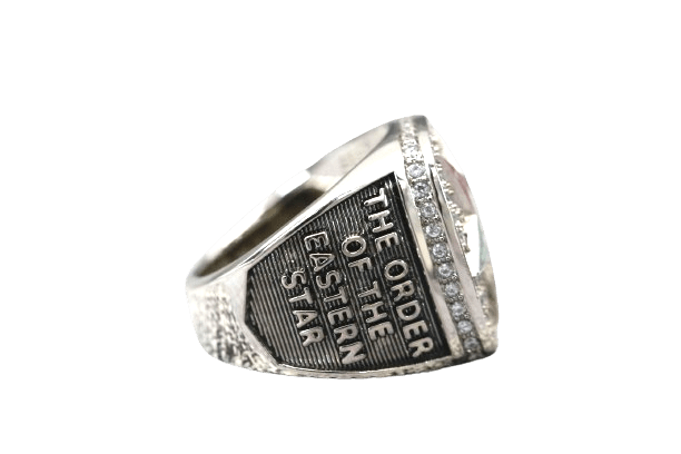 Order Of The Eastern Star Fraternity Ring (OES) - Shine Series, Silver - fratrings