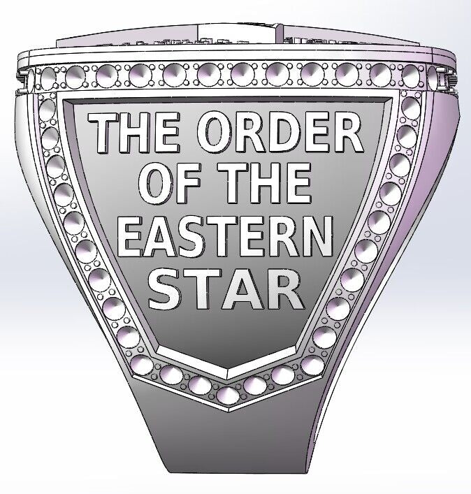 Order Of The Eastern Star Fraternity Ring (OES) - Shine Series, Silver - fratrings