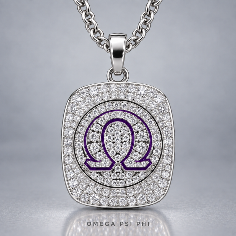 Omega Psi Phi Pendant Necklace - Shine Series, Silver