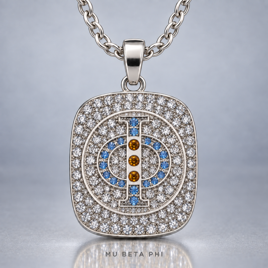 Mu Beta Phi Pendant Necklace - Shine Series, Silver