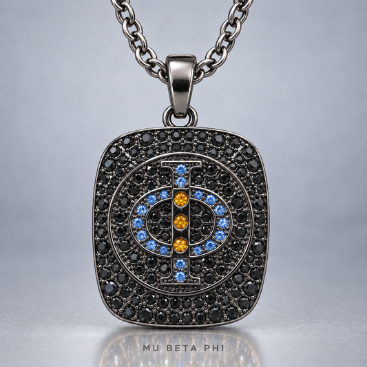 Mu Beta Phi Pendant Necklace - Shine Series, Black Nickel