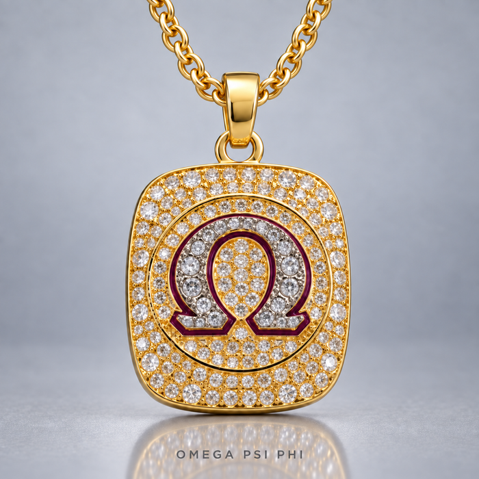 Omega Psi Phi Pendant Necklace - Shine Series, Gold