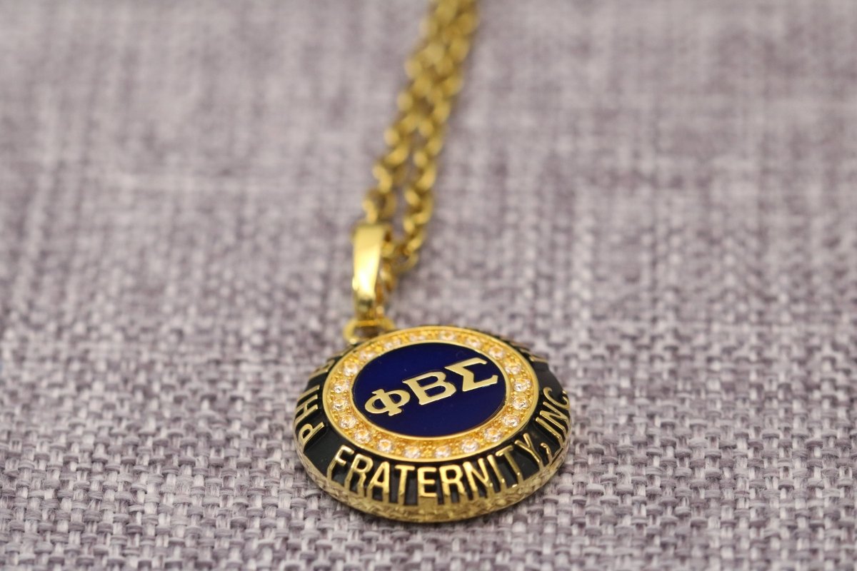 Phi Beta Sigma Pendant Necklace (ΦΒΣ) - Classic Man, Yellow Gold - fratrings