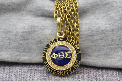 Phi Beta Sigma Pendant Necklace (ΦΒΣ) - Classic Man, Yellow Gold - fratrings