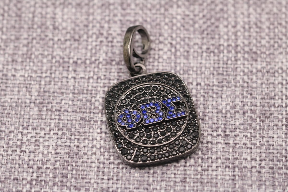 Phi Beta Sigma Pendant Necklace (ΦΒΣ) - Shine Series, Black Nickel - fratrings