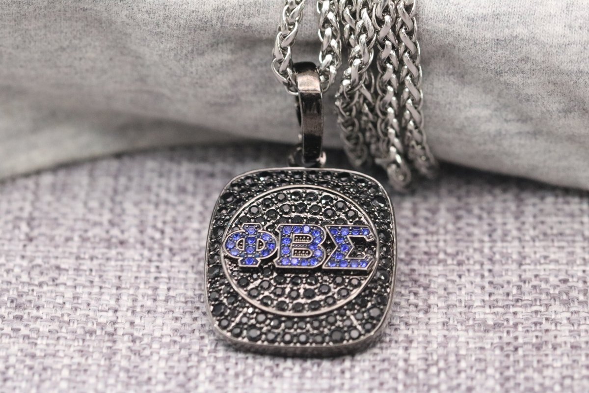 Phi Beta Sigma Pendant Necklace (ΦΒΣ) - Shine Series, Black Nickel - fratrings